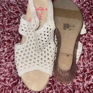 Tan and off white wedges only worn once